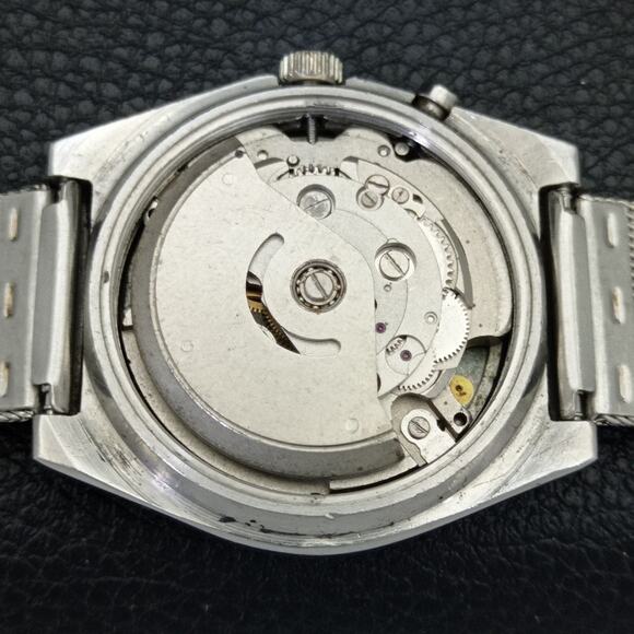 Vintage 1973 Ricoh Automer atic Mens SilvWatch W/daydate & Blue accents - Picture 9 of 10